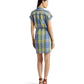 Petite Plaid Tie Front Linen Shirtdress