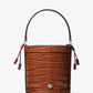 Audrey Medium Crocodile Embossed Leather Bucket Bag
