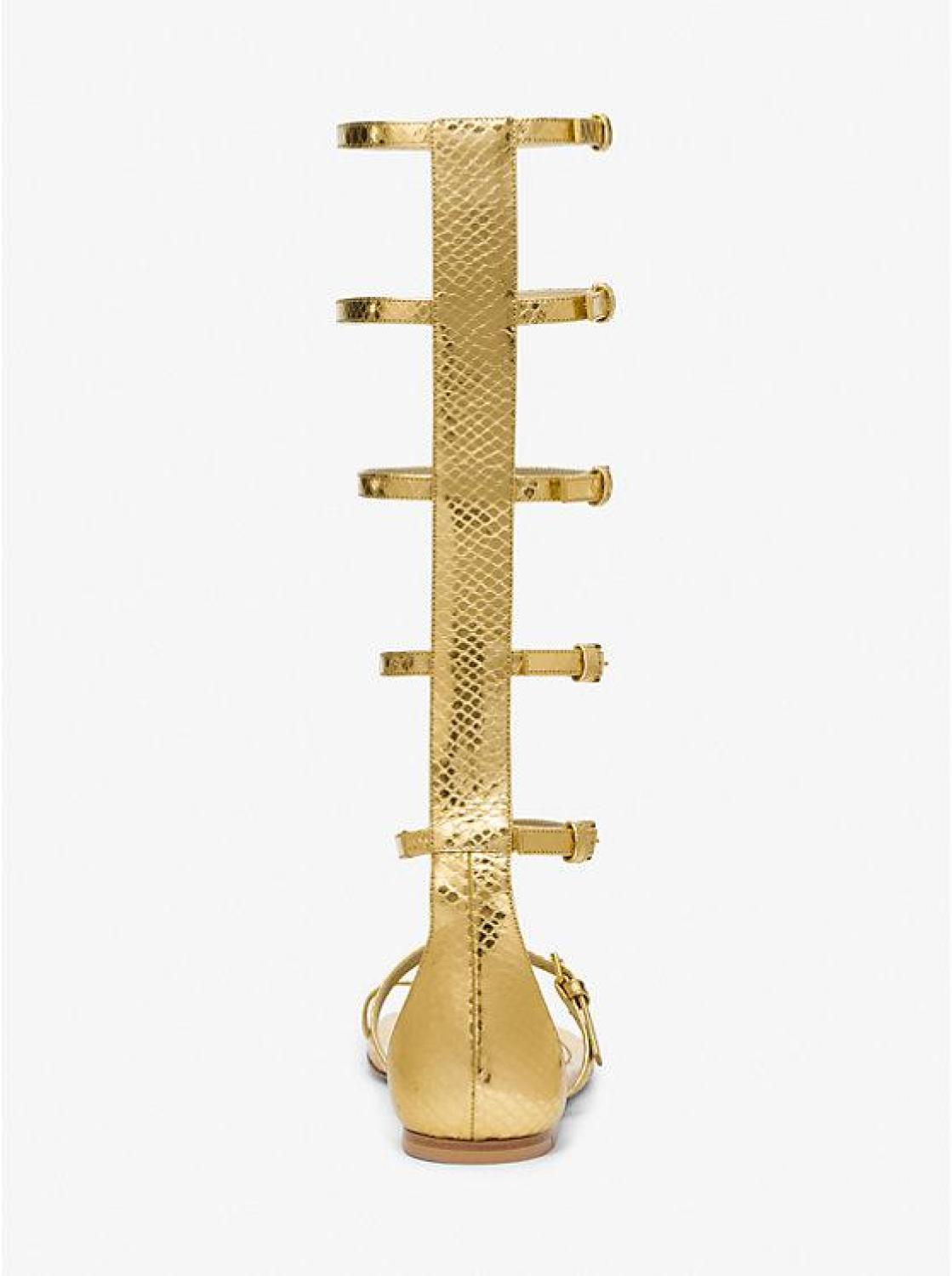 Juliette Metallic Python Embossed Leather Gladiator Sandal