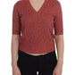 Dolce & Gabbana Red Wool Tweed Short Sleeve Sweater Pullover