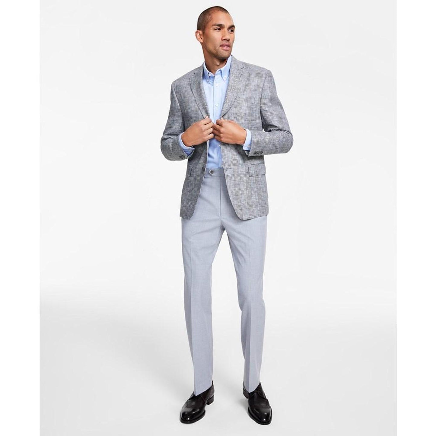 Men's Classic-Fit Linen Plaid Sport Coat