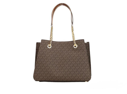 Michael Kors Teagen Large  Signature PVC Long Drop Satchel Handbag Women's Purse