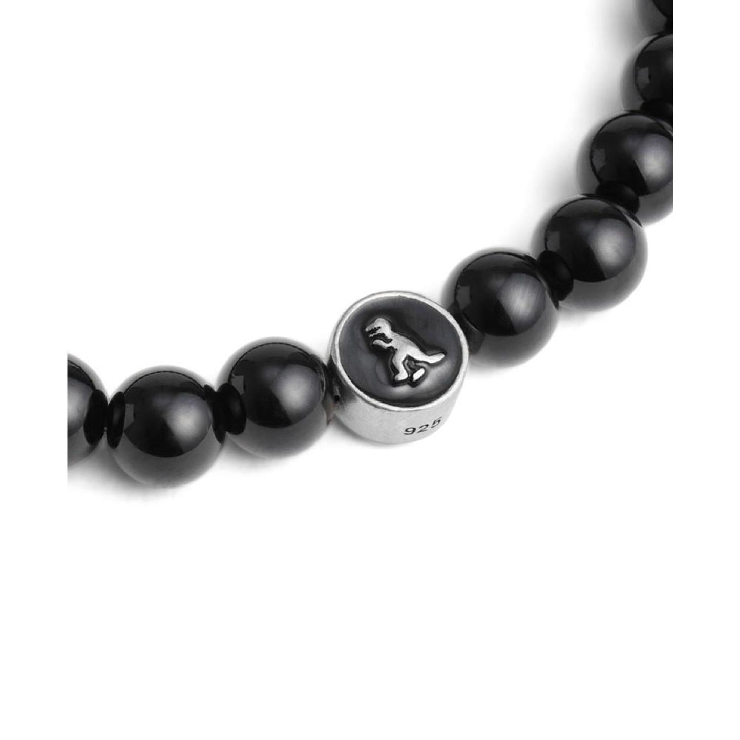 Men's Sterling Silver Signature Onyx Bead Stretch Bracelet