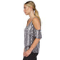 Women's Snakeskin-Print Cold-Shoulder Chain Top