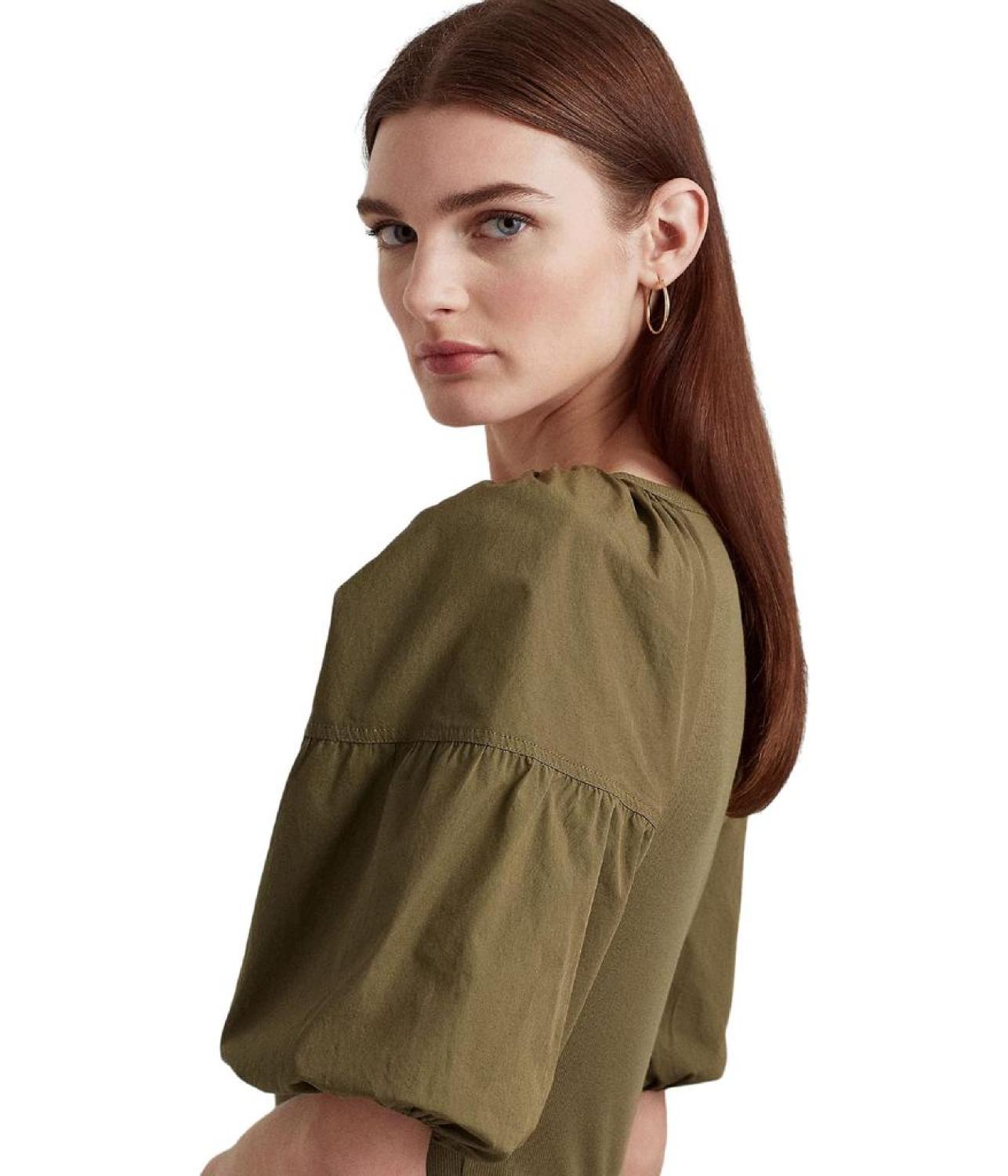 Stretch Cotton Puff-Sleeve Tee