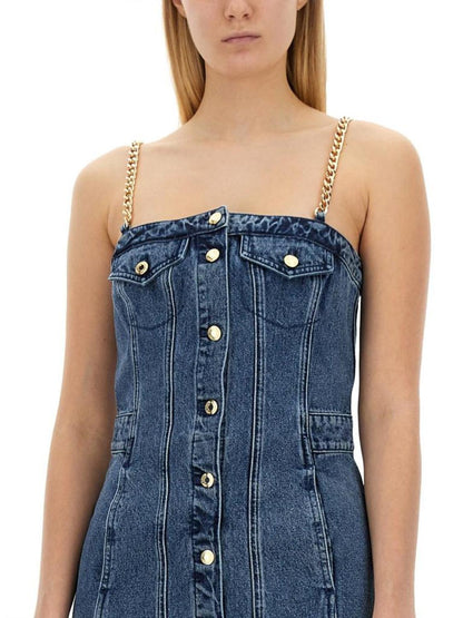 Michael Michael Kors Chain-Link Strap Denim Mini Dress Michael Michael Kors Chain-Link Strap Denim Mini Dress