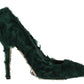 Dolce & Gabbana Elegant Green Xiangao Fur Leather Pumps