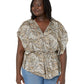 Plus Size Paisley Flounce Hem Top