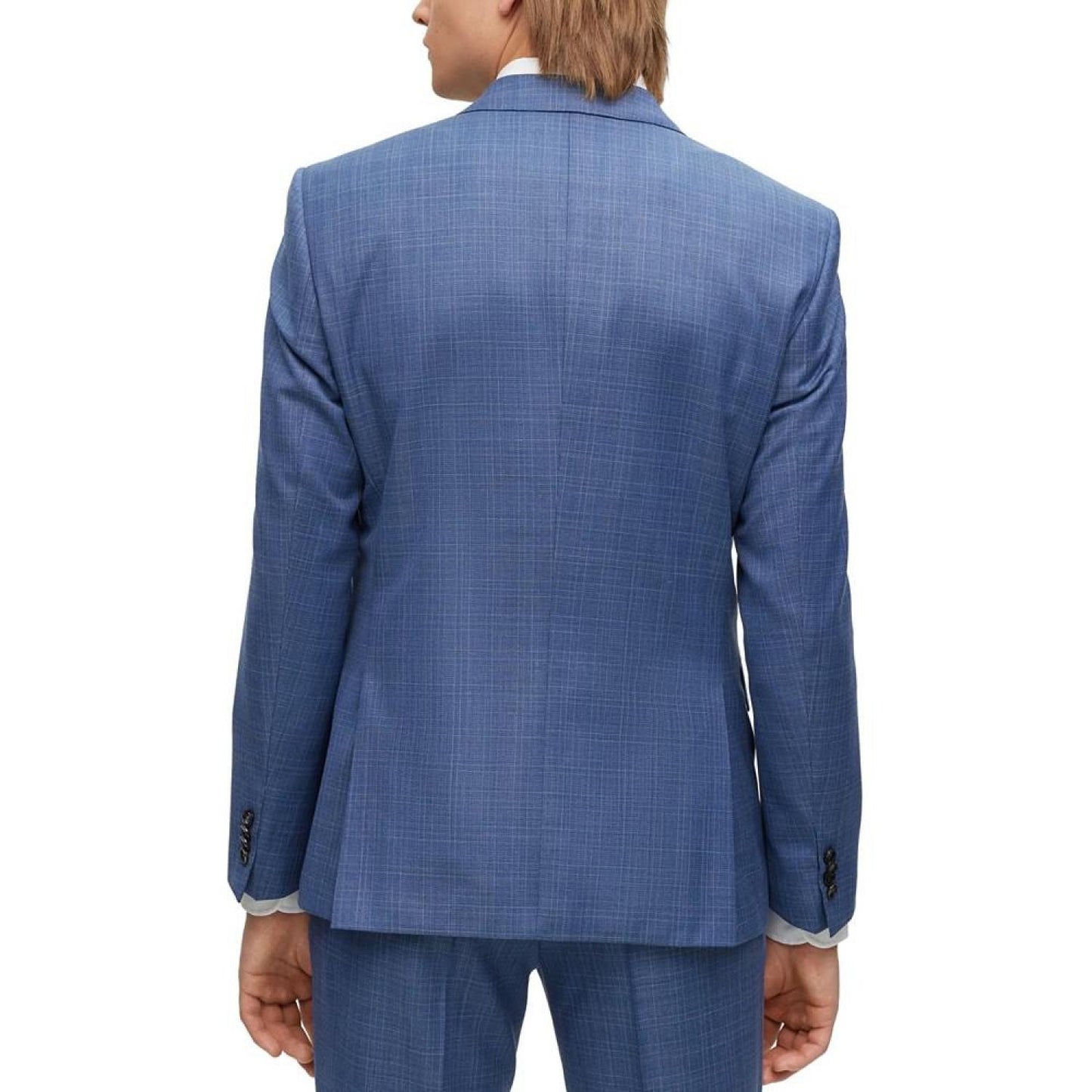 Men's Slim-Fit Checked Wool Serge Suit, 2 Piece Set