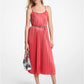 Pleated Satin Belted Slip Dress