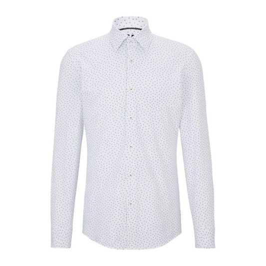 Slim-fit shirt in patterned performance-stretch fabric