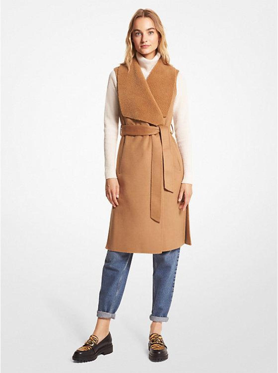 Wool Blend and Sherpa Wrap Vest