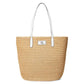 Brie Leather-Trim Straw Medium Tote Bag