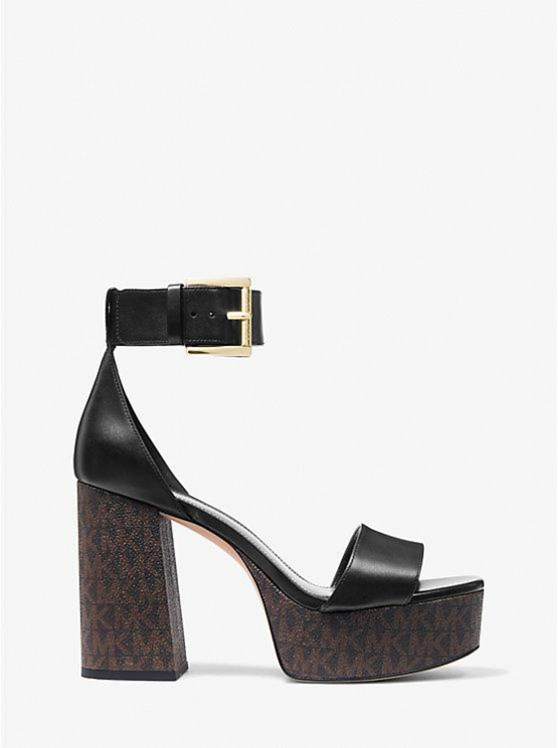Tara Leather and Logo Platform Sandal