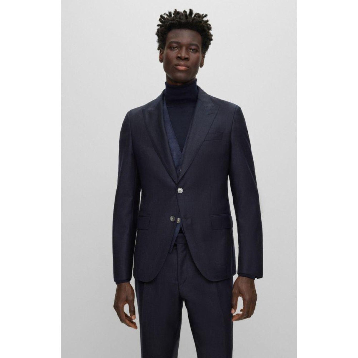 Slim-fit three-piece suit in checked virgin wool
