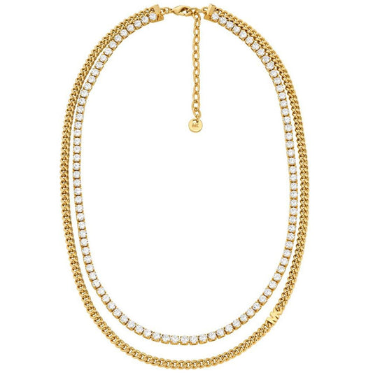 14K Gold Plated Mixed Tennis Double Layer Necklace