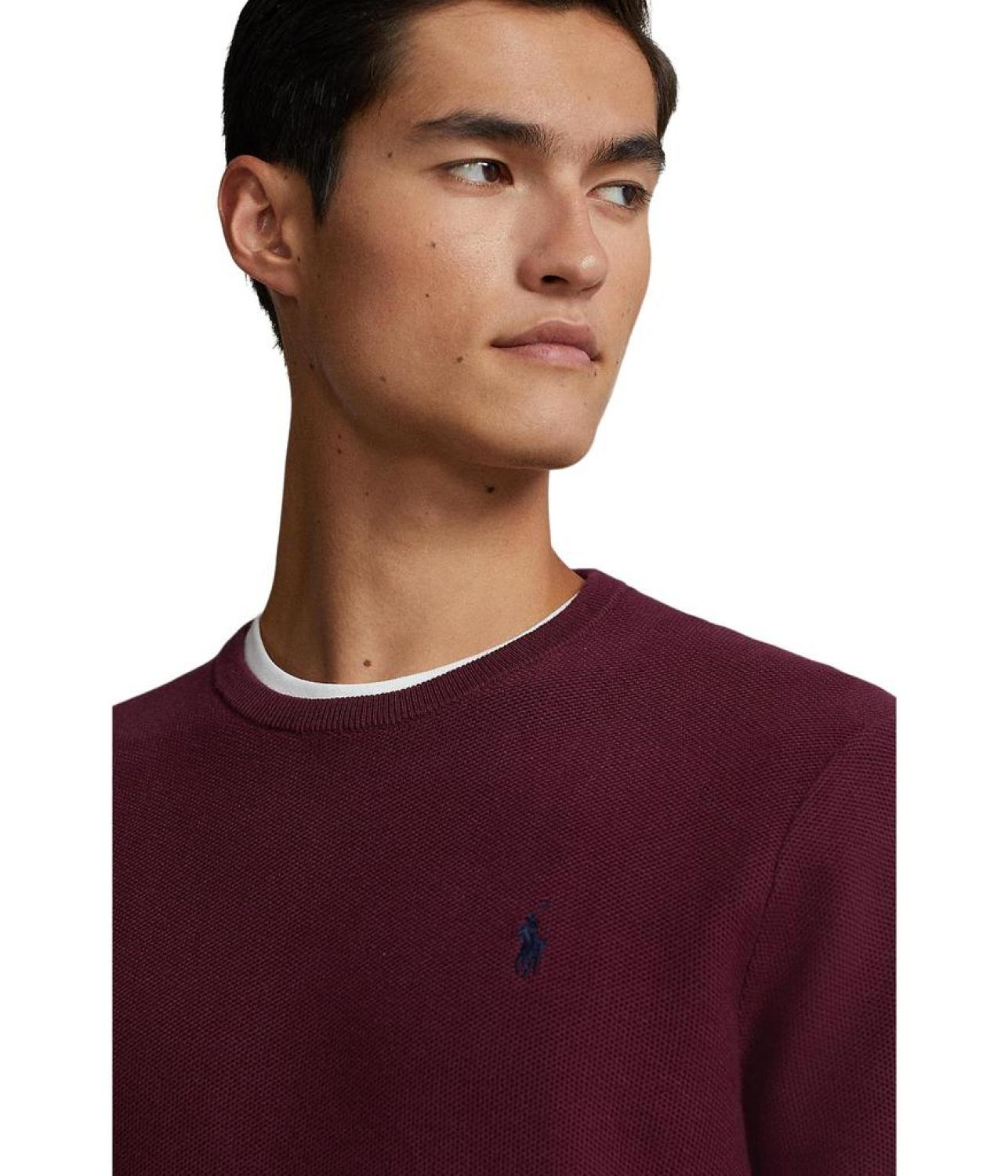 Textured Cotton Crew Neck Sweater