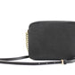 Michael Kors Jet Set Large East West Saffiano Leather Crossbody Bag Handbag (Black Solid/Gold Hardware)