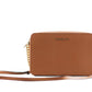 Michael Kors Jet Set Large East West Saffiano Leather Crossbody Bag Handbag (Luggage Solid/Gold)