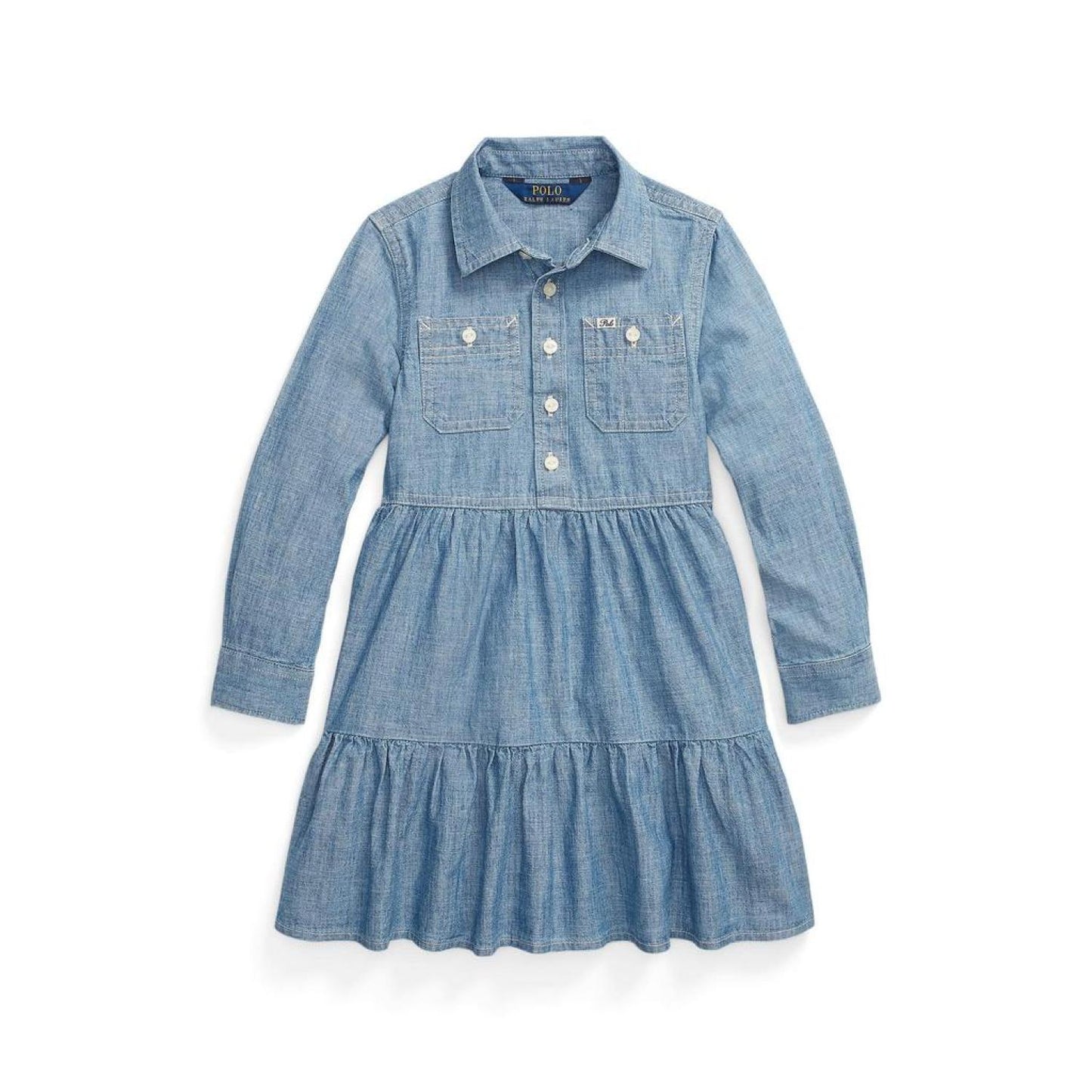 Tiered Chambray Shirtdress (Little Kids)