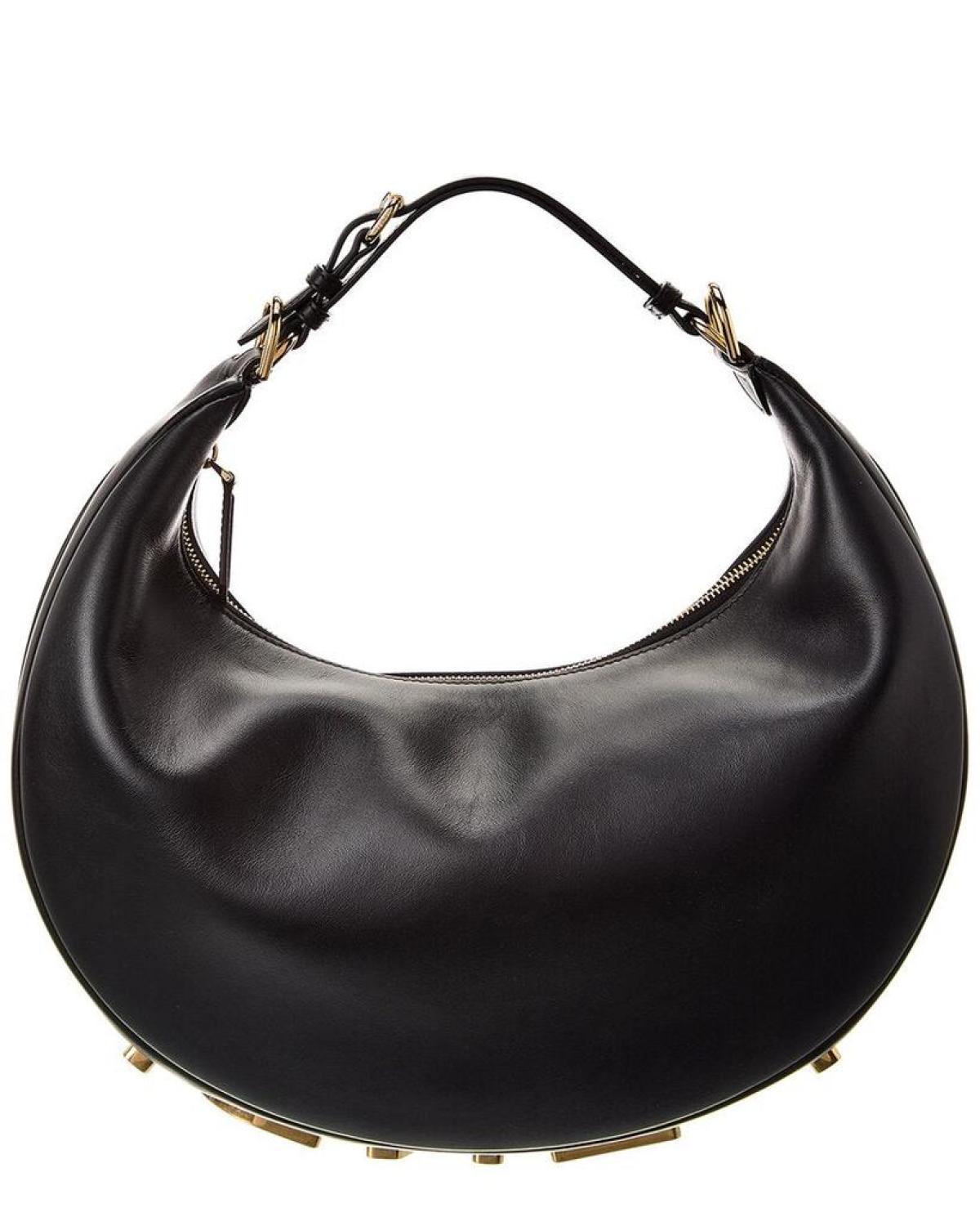 FENDI Fendigraphy Medium Leather Hobo Bag