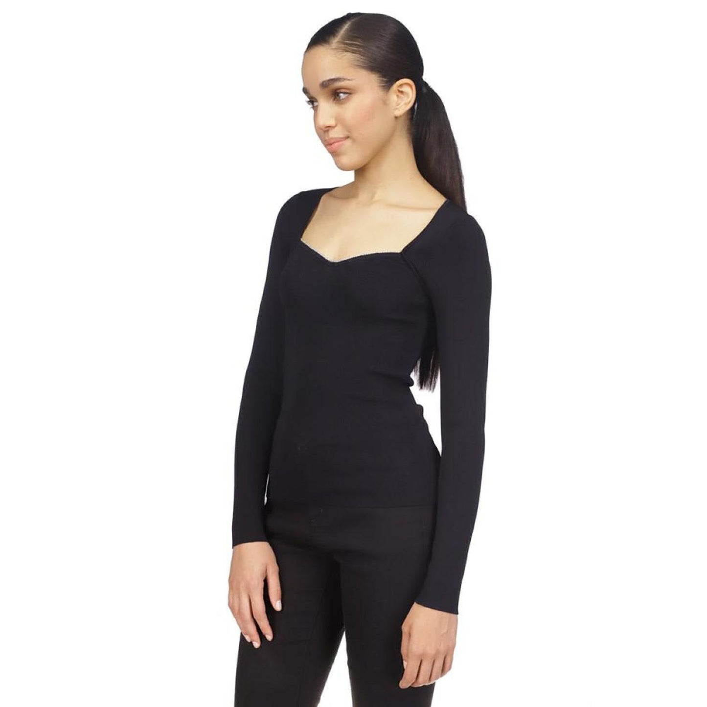 Women's Rhinestone Sweetheart-Neck Top