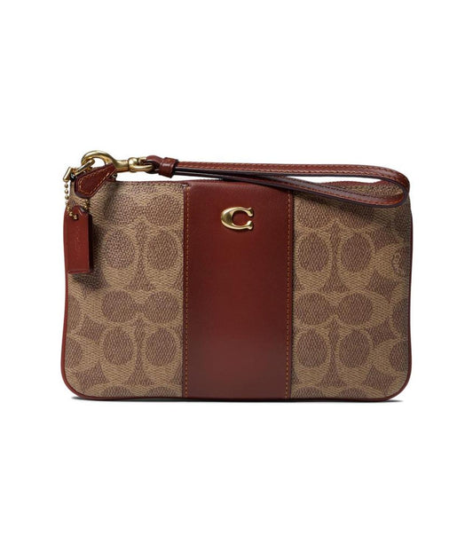 Color-Block Coated Canvas Signature Small Wristlet