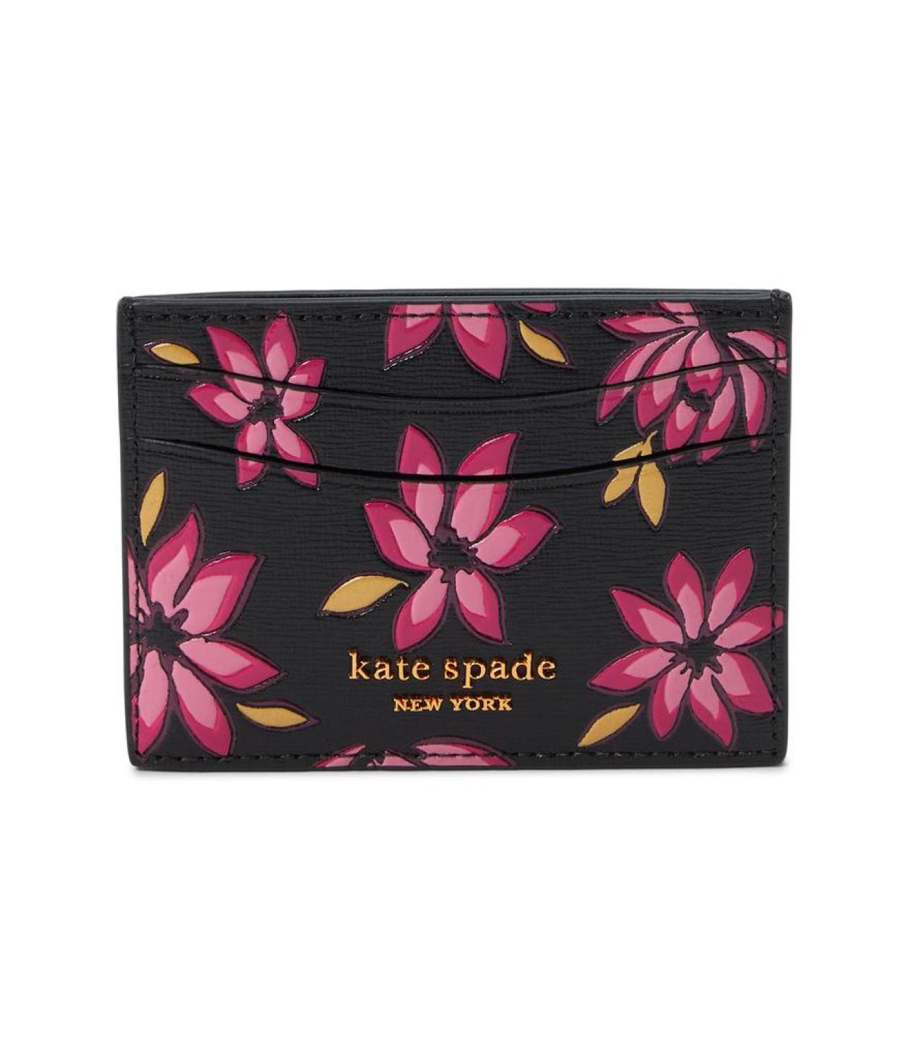 Morgan Winter Blooms Embossed Saffiano Leather Card Holder