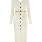 Michael Michael Kors V-Neck Stretch Belted Midi Dress