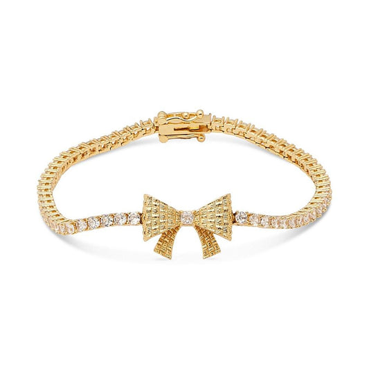 Gold-Tone Cubic Zirconia Bow Tennis Bracelet