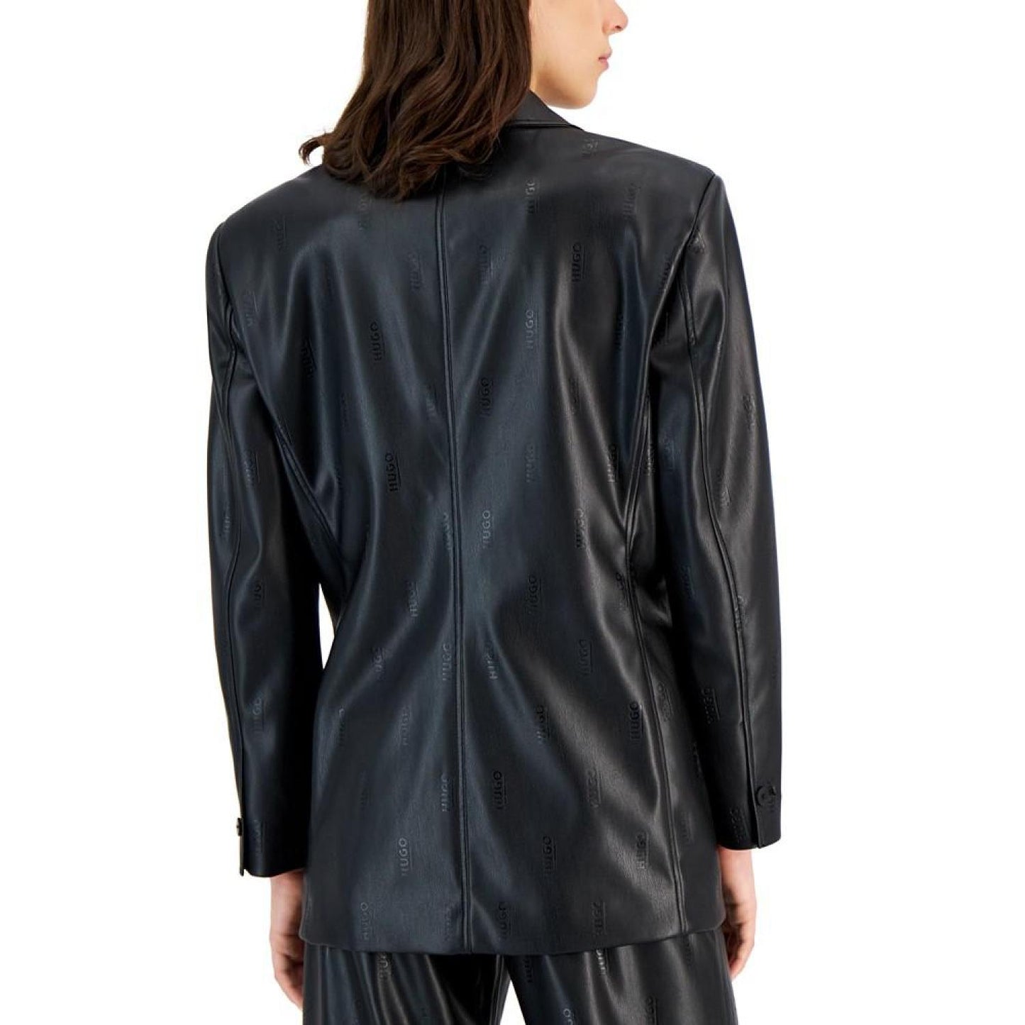 Women's Faux-Leather Logo-Embossed Blazer