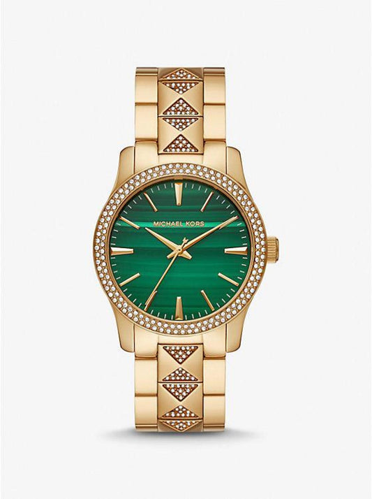 Runway Pavé Gold-Tone and Malachite Watch