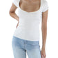 Womens Ribbed Sweetheart-Neck Shrug Sweater