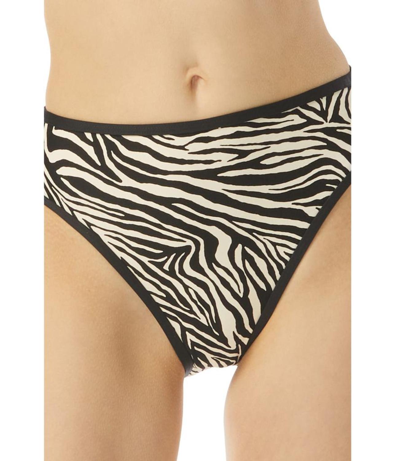 Zebra High Leg Bikini Bottoms
