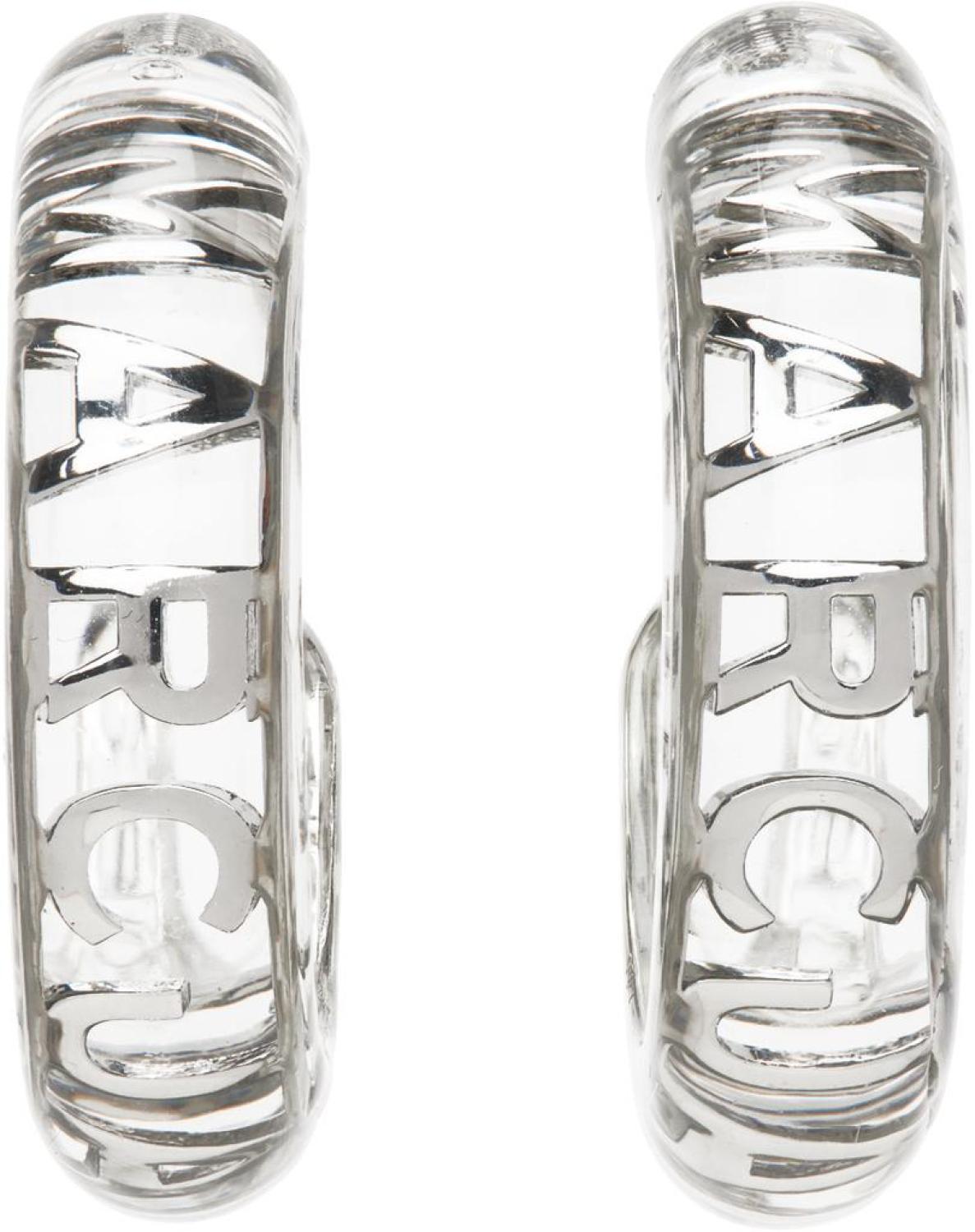 Transparent & Silver 'The Monogram Hoops' Earrings