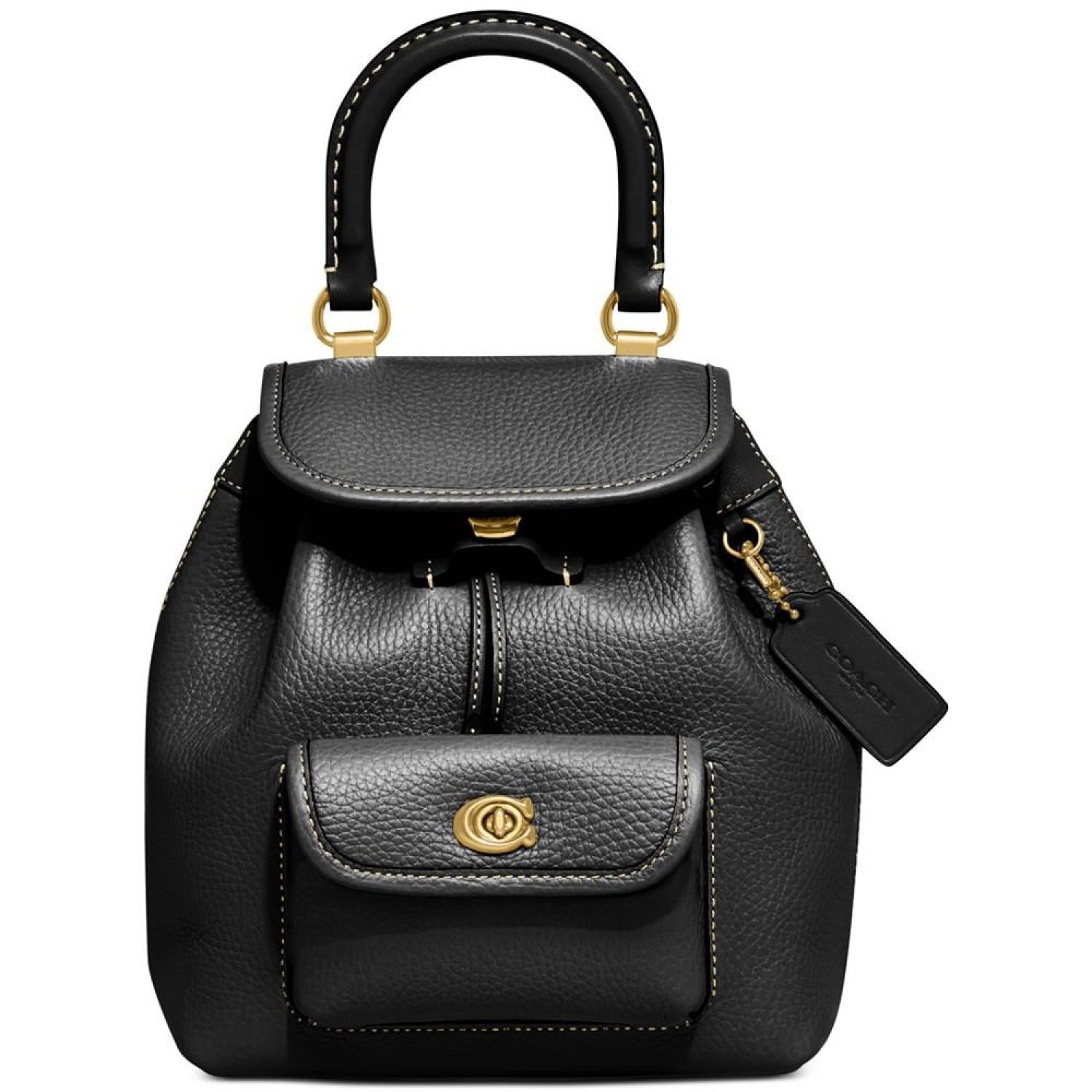 coach billie backpack black leather Riya 21 Soft Pebble Leather Top Handle Backpack