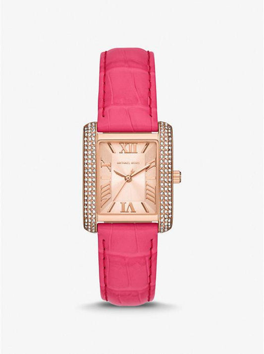 Emery Pavé Rose Gold-Tone and Crocodile Embossed Leather Watch