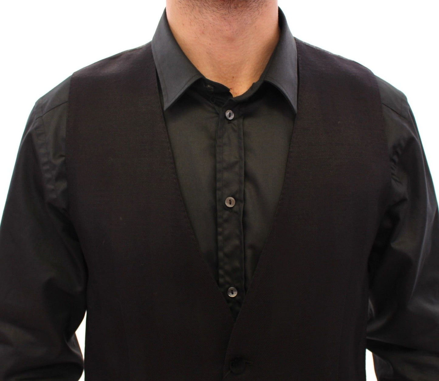 Dolce & Gabbana Black Wool Silk Dress Vest Gilet Weste
