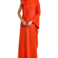 Marchesa Notte One-Arm Draped Crepe Kaftan Dress