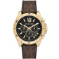 Men's Brecken Chronograph Brown Signature Logo Strap Watch 45mm