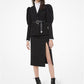 Wool Gabardine Slit Pencil Skirt