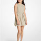 Logo Print Georgette Pleated Dress