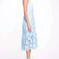 3D Floral Eyelet Midi Dress In Dusty Blue