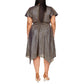 Plus Size Foil-Print Handkerchief-Hem Dress