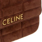 CELINE Monochrome Quilted Suede Shoulder Bag