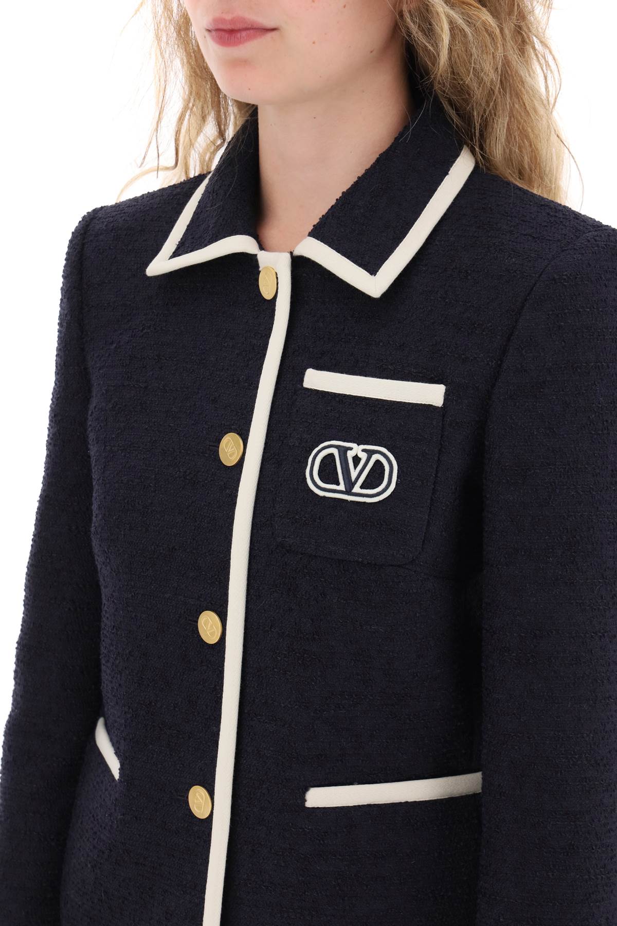 Valentino garavani bolero jacket in light wool tweed
