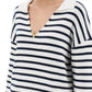 Valentino garavani striped cotton knit sweater with v gold detailing