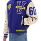 Valentino garavani varsity bomber jacket with shearling sleeves