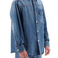 Valentino garavani denim overshirt with stamped vlogo signature