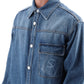 Valentino garavani denim overshirt with stamped vlogo signature
